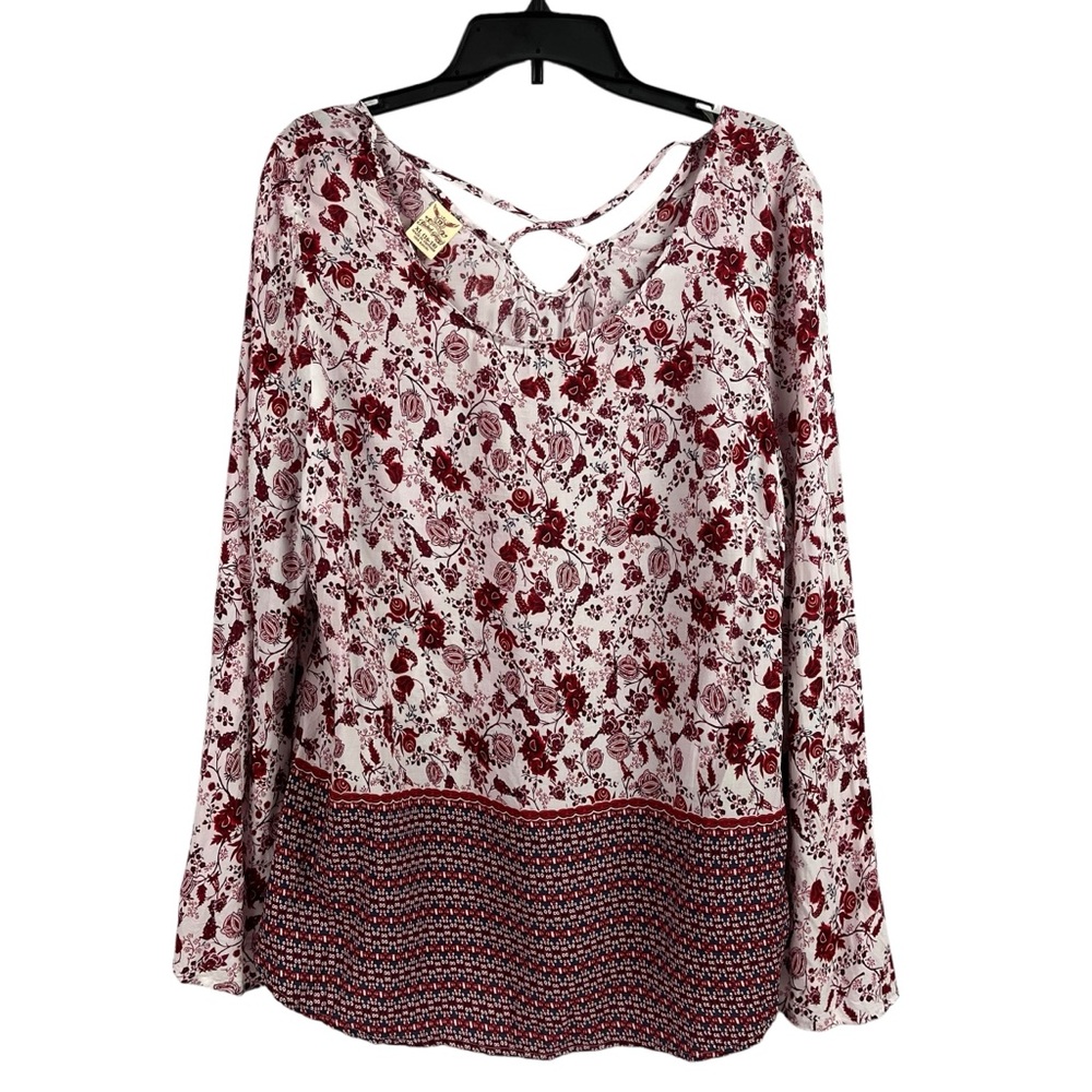 Faded Glory Tunic Top Floral Lightweight Rayon Blouse XL 16/18
